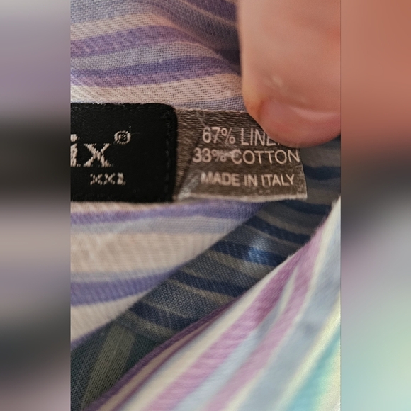 ST. CROIX Striped Linen/cotton pastel short sleeve button up shirt. Size XXL - Picture 8 of 9